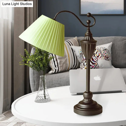 Barrel Shaped Study Light with Fabric Shade - White/Blue/Green - Bedroom Task Lighting