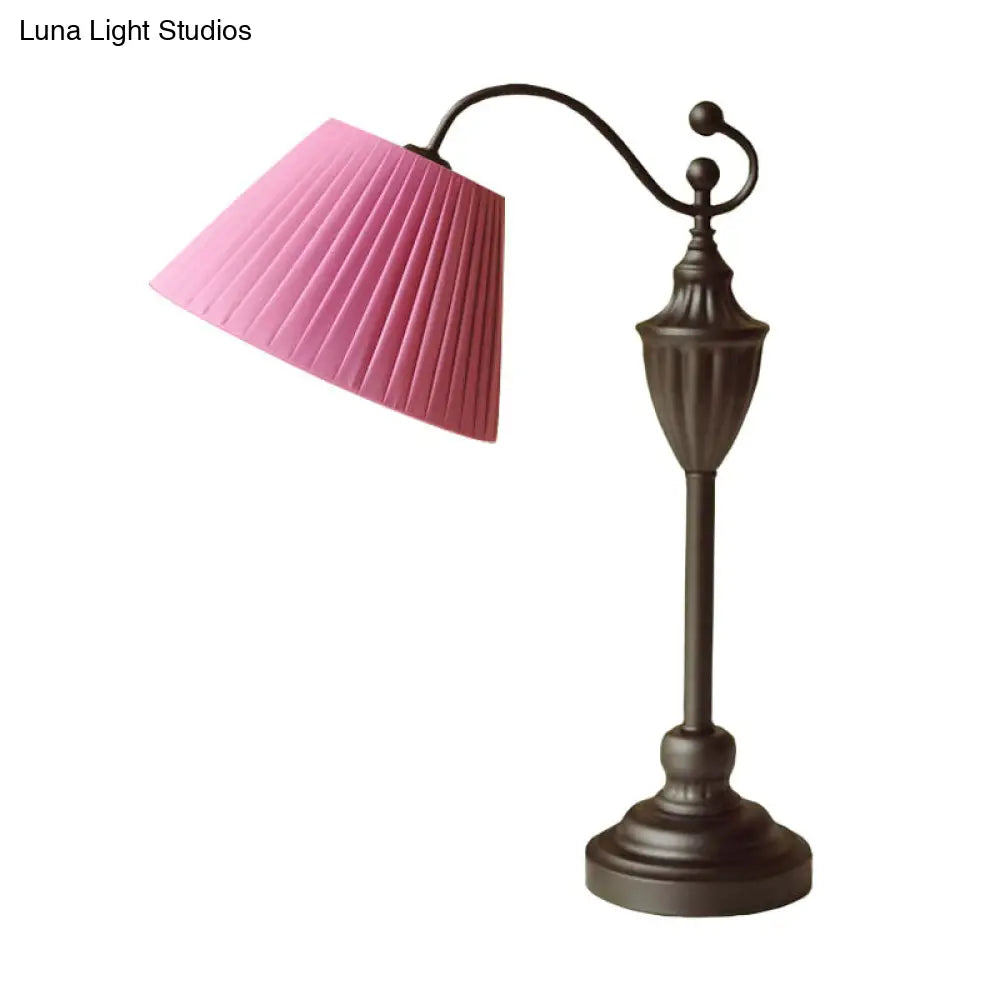 Barrel Shaped Study Light with Fabric Shade - White/Blue/Green - Bedroom Task Lighting