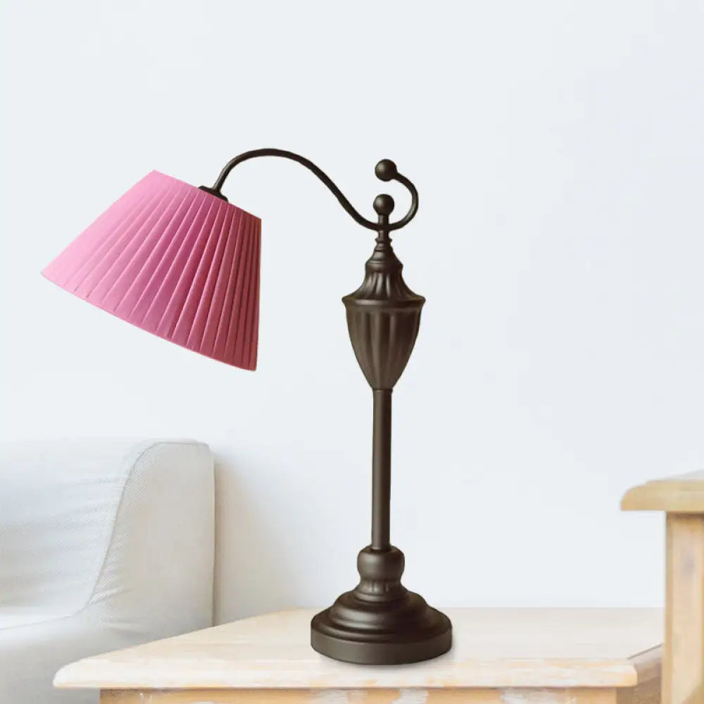 Barrel Shaped Study Light with Fabric Shade - White/Blue/Green - Bedroom Task Lighting