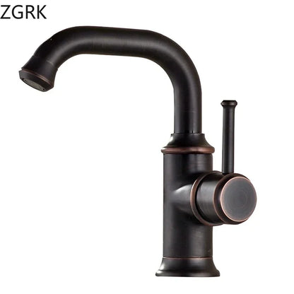Zgrk single hole kitchen faucet with matte black finish bronze accents housing material for cold water use