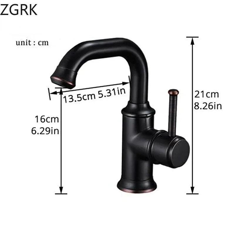 Black matte single hole basin faucet with curved spout and bronze housing material for cold water mixer tap