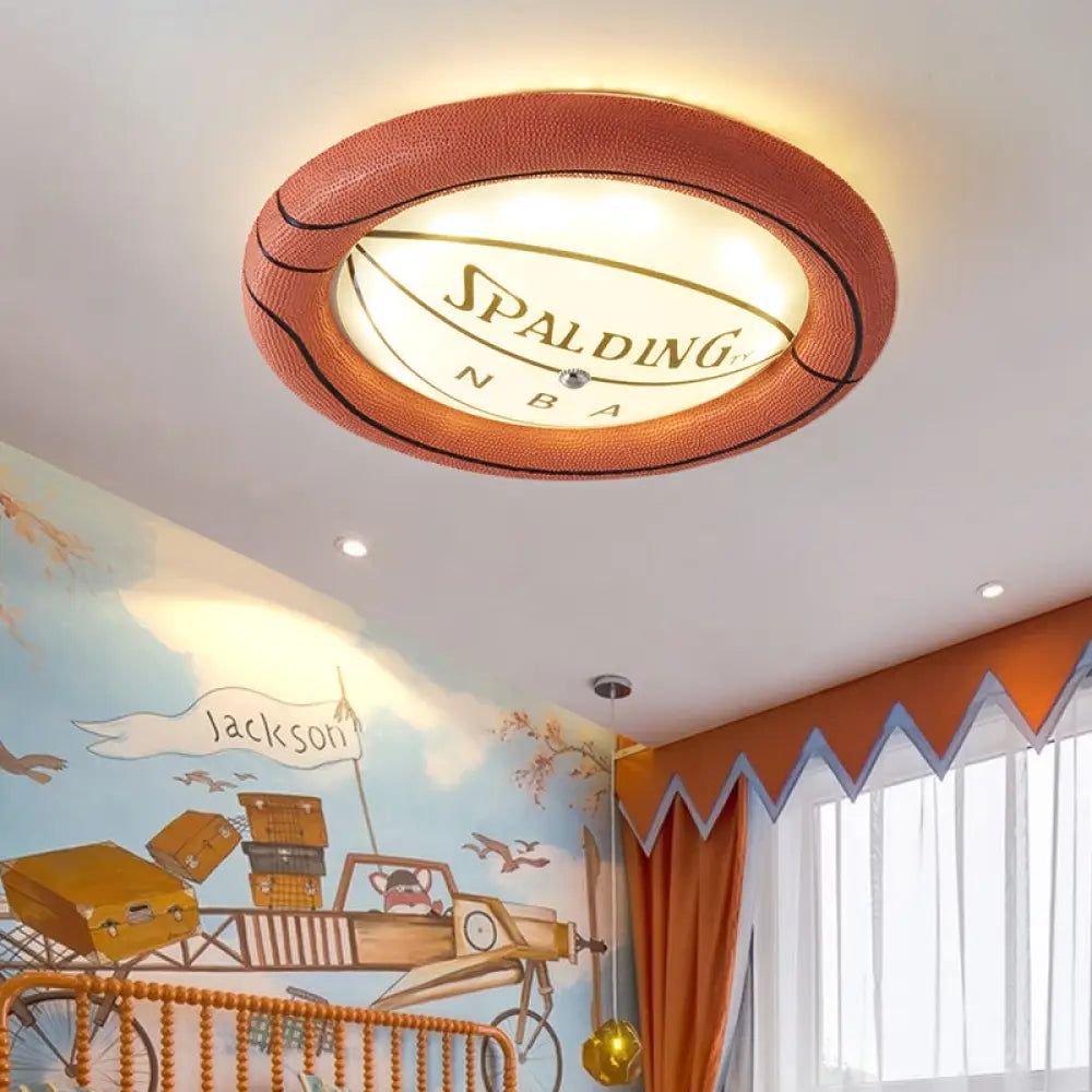 Lámpara de techo LED DecorBites™ con diseño de baloncesto, en resina marrón y cristal esmerilado - Luz cálida/blanca