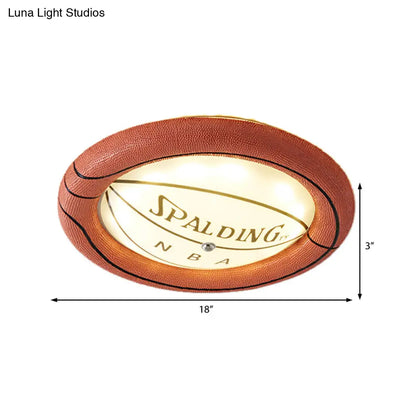 Lámpara de techo LED DecorBites™ con diseño de baloncesto, en resina marrón y cristal esmerilado - Luz cálida/blanca