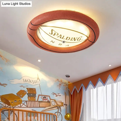 Lámpara de techo LED DecorBites™ con diseño de baloncesto, en resina marrón y cristal esmerilado - Luz cálida/blanca