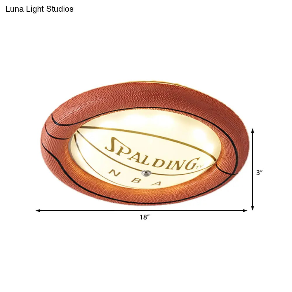 Lámpara de techo LED DecorBites™ con diseño de baloncesto, en resina marrón y cristal esmerilado - Luz cálida/blanca