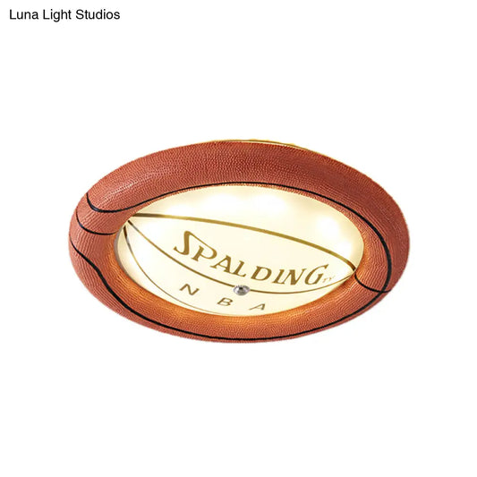 Lámpara de techo LED DecorBites™ con diseño de baloncesto, en resina marrón y cristal esmerilado - Luz cálida/blanca