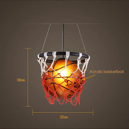 Orange acrylic basketball pendant light with red and white netting decorbites basketball pendant for bedroom living room decor