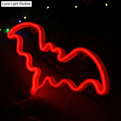 Bat-Shaped LED Wall Night Lamp for Kids' Bedroom - Plastic Night Lighting in Minimalist Design