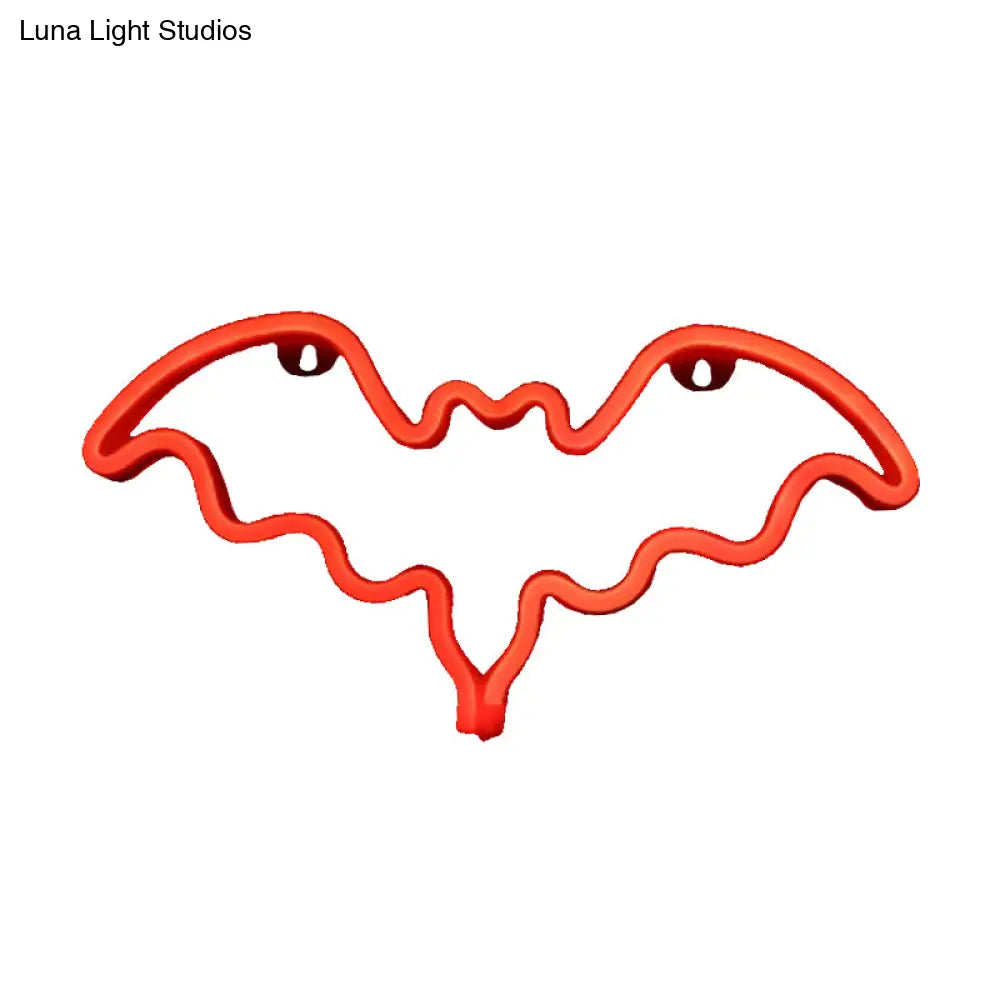 Bat-Shaped LED Wall Night Lamp for Kids' Bedroom - Plastic Night Lighting in Minimalist Design