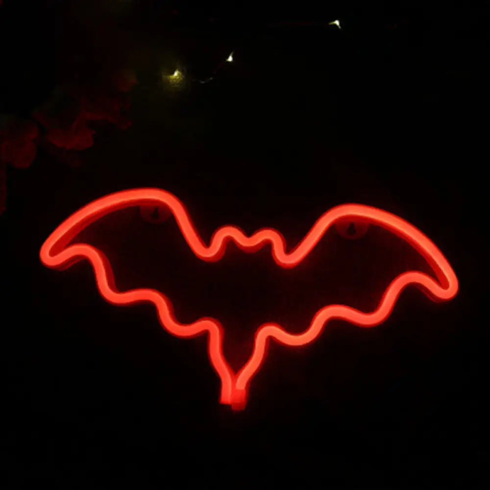 Bat-Shaped LED Wall Night Lamp for Kids' Bedroom - Plastic Night Lighting in Minimalist Design