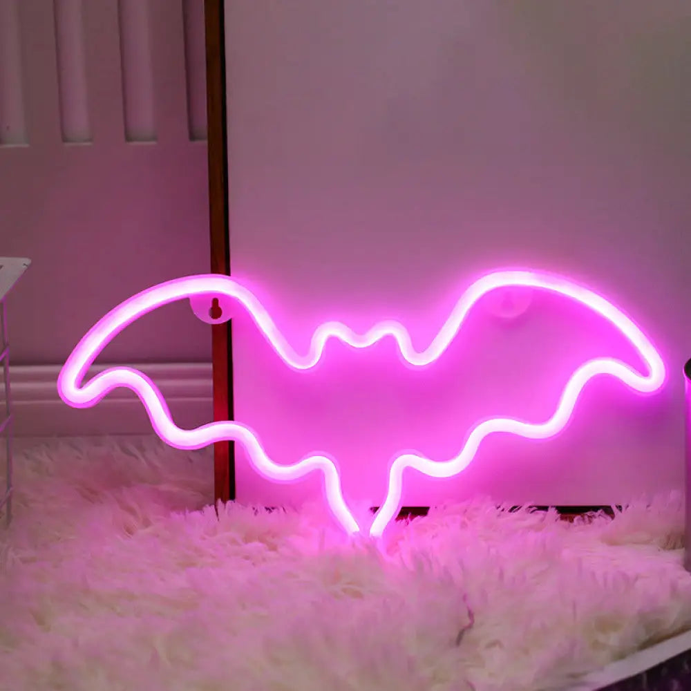 Bat-Shaped LED Wall Night Lamp for Kids' Bedroom - Plastic Night Lighting in Minimalist Design