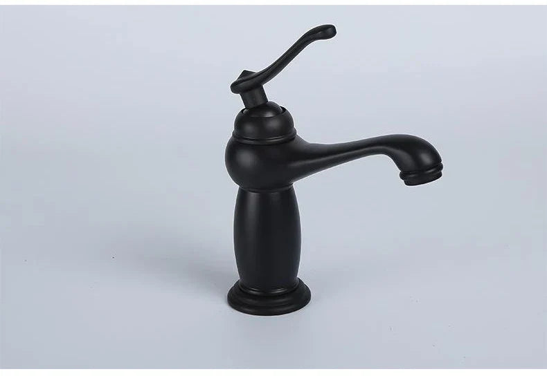 Bathroom faucet with black matte bronze finish classic design and curved spout for elegant bathroom use