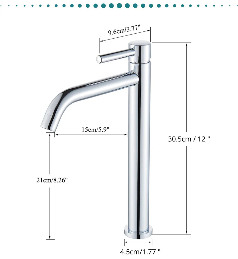 Modern single-handle bathroom faucet with chrome finish tall sleek design and curved spout for stylish mixer tap use