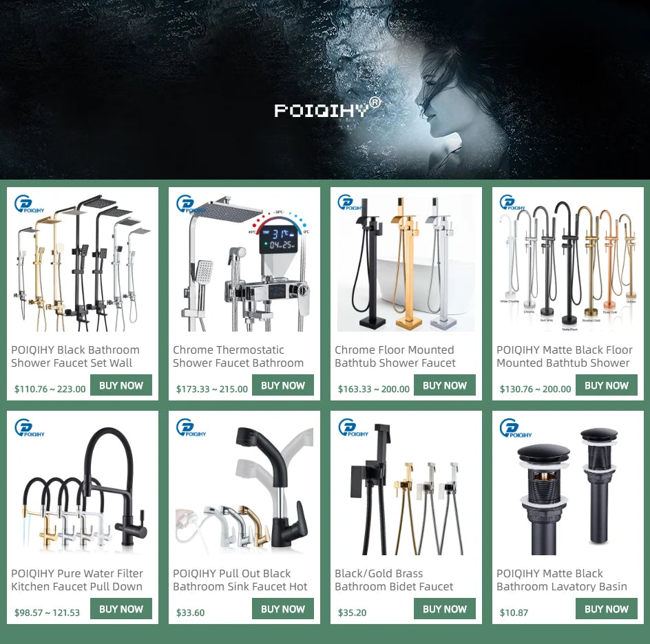 Pioqihy chrome thermostatic shower faucet with digital temperature display and sleek modern design for bathroom use