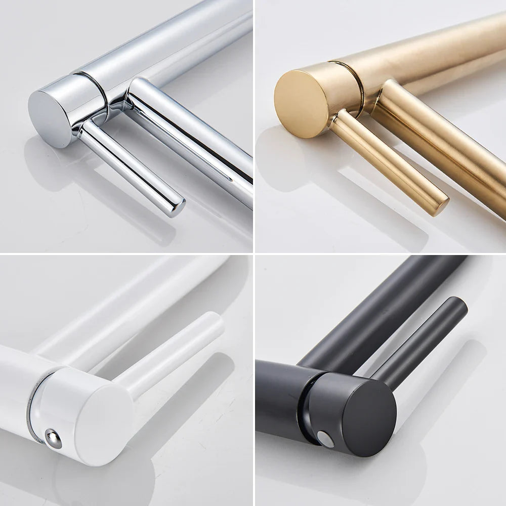 Bathroom faucet brushed gold mixer tap with modern minimalist chrome gold white or black cylindrical spout and handle