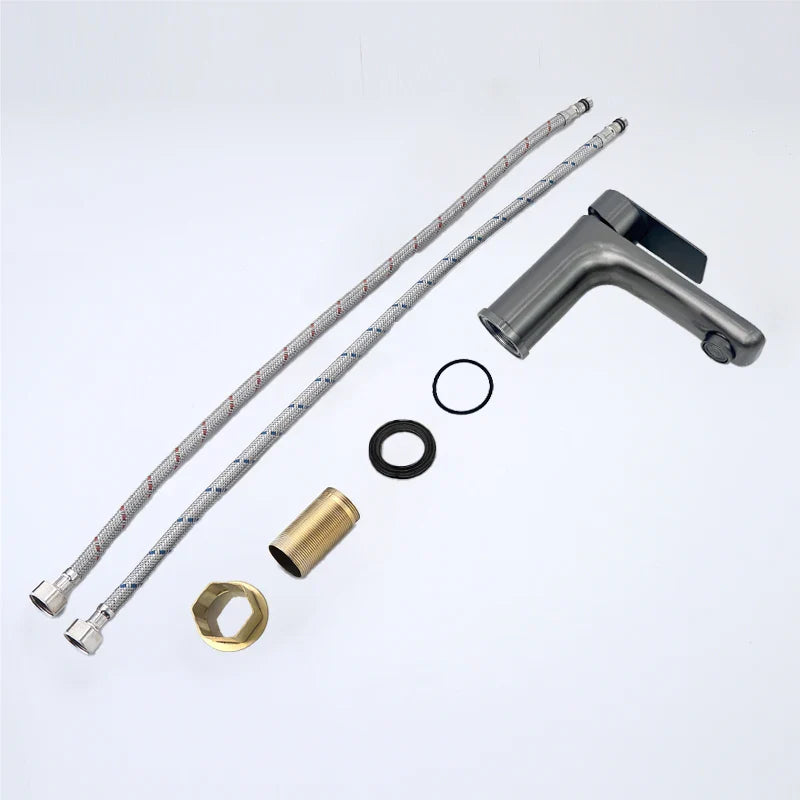 Modern matte black bathroom faucet with chrome accents stainless steel deck-mounted installation mixer tap