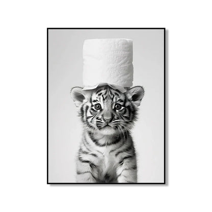 Bathroom Wall Art: Cute Animal Canvas Posters - XD004-1 / (A4)21X30cm Unframed / CHINA - Posters