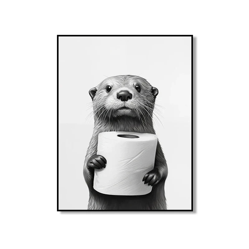 Bathroom Wall Art: Cute Animal Canvas Posters - XD004-2 / 50x70cm Unframed / CHINA - Posters