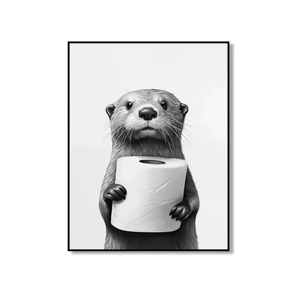 Bathroom Wall Art: Cute Animal Canvas Posters - XD004-2 / 50x70cm Unframed / CHINA - Posters