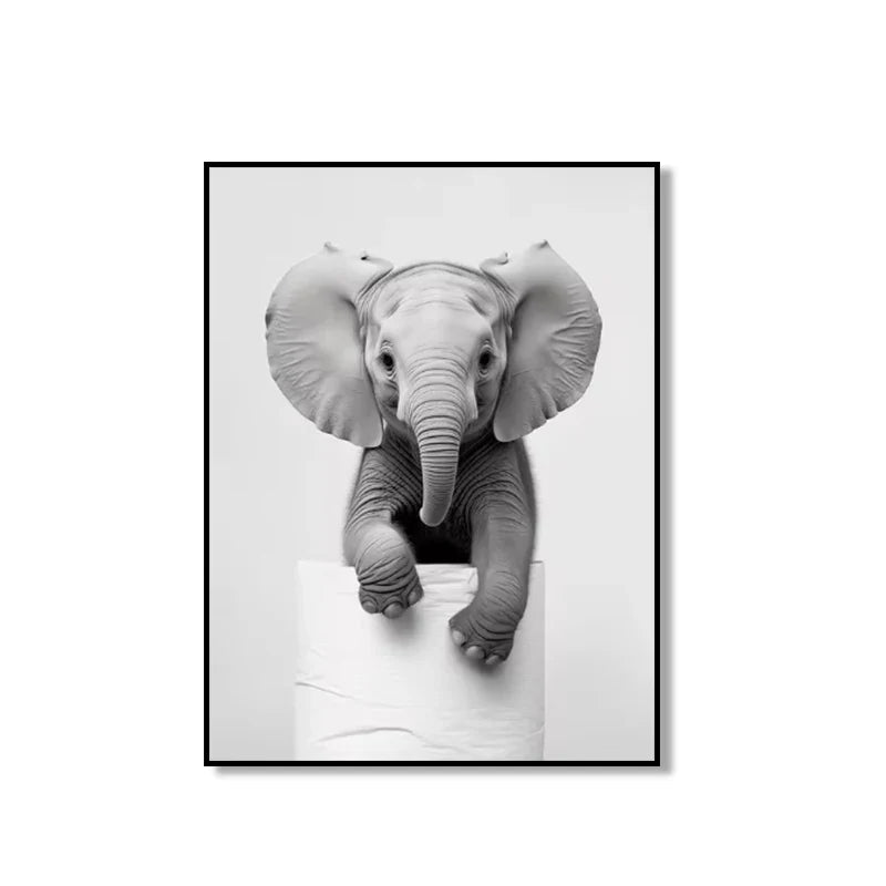Bathroom Wall Art: Cute Animal Canvas Posters - XD004-7 / (A2)42x60cm Unframed / CHINA - Posters