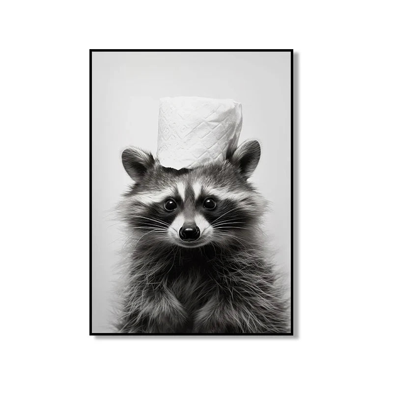 Bathroom Wall Art: Cute Animal Canvas Posters - XD004-8 / 55x80cm Unframed / CHINA - Posters