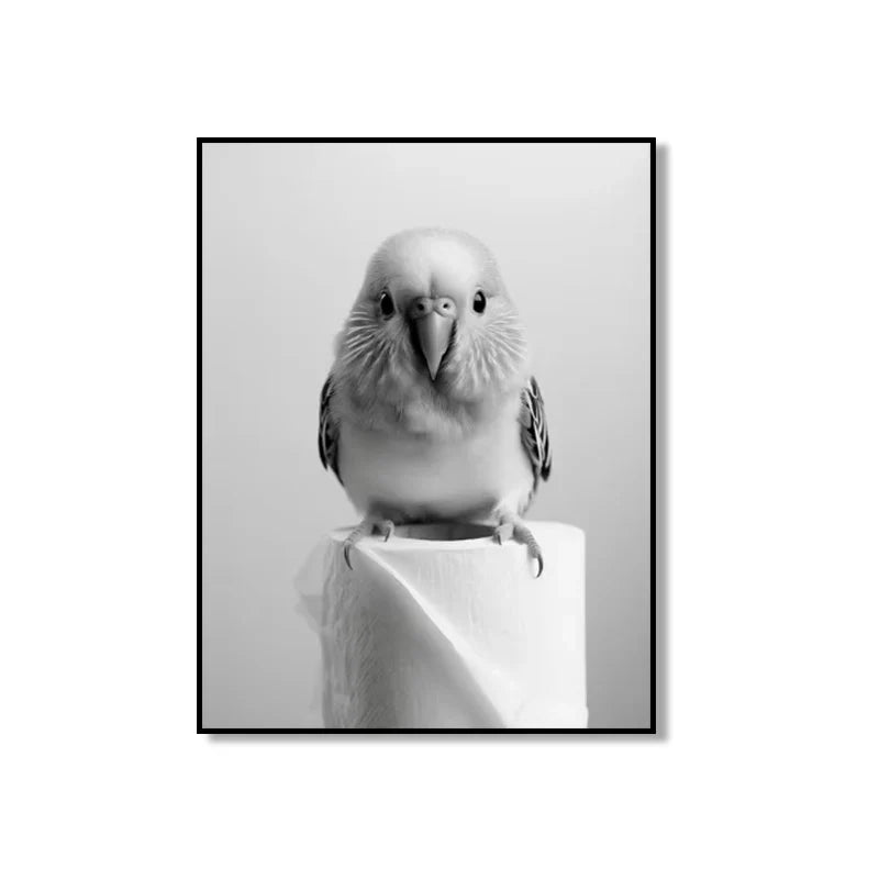 Bathroom Wall Art: Cute Animal Canvas Posters - XD004-9 / (A4)21X30cm Unframed / CHINA - Posters