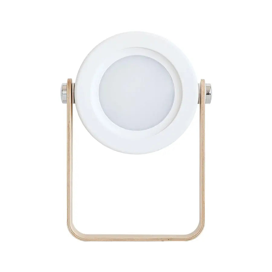 Battery-operated wall sconce lantern with a white LED light, gold-toned metal frame, and silver mounting hardware