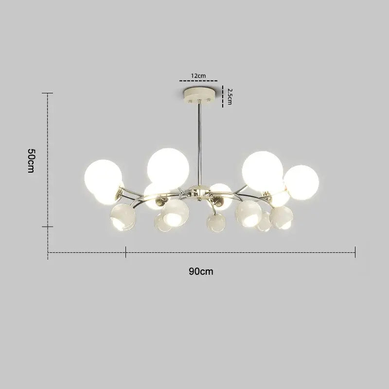 Modern chrome finished lasha pendant light with frosted glass globes in chrome orange and white for dining room