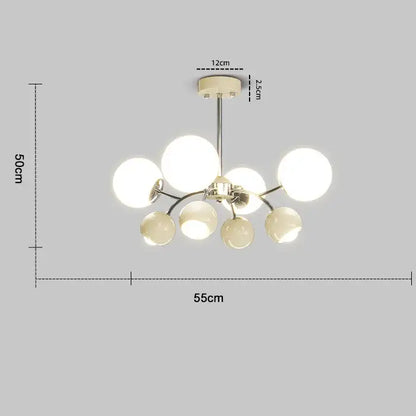 Modern bauhaus chrome orange and white lasha pendant light with sleek metallic frame and frosted glass globe shades for dining room