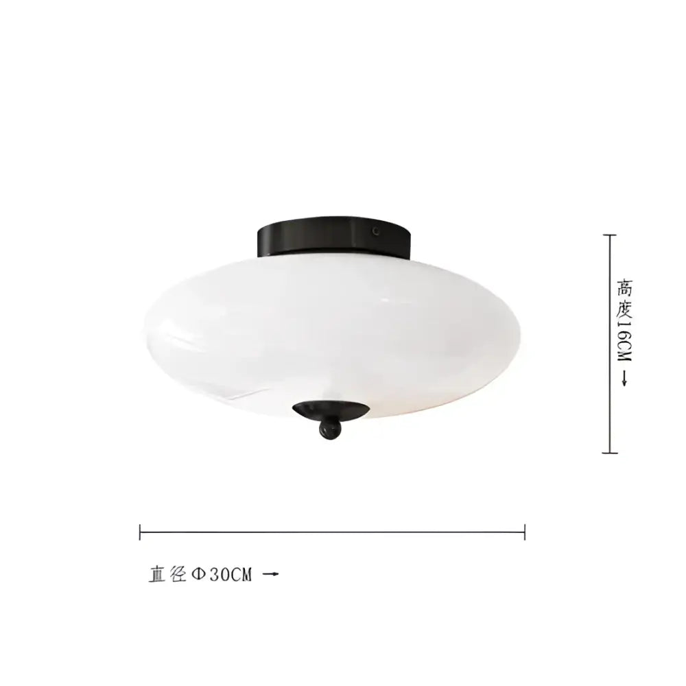 White frosted glass ceiling lamp with black metal base and finial for decorbites cream white glass lighting