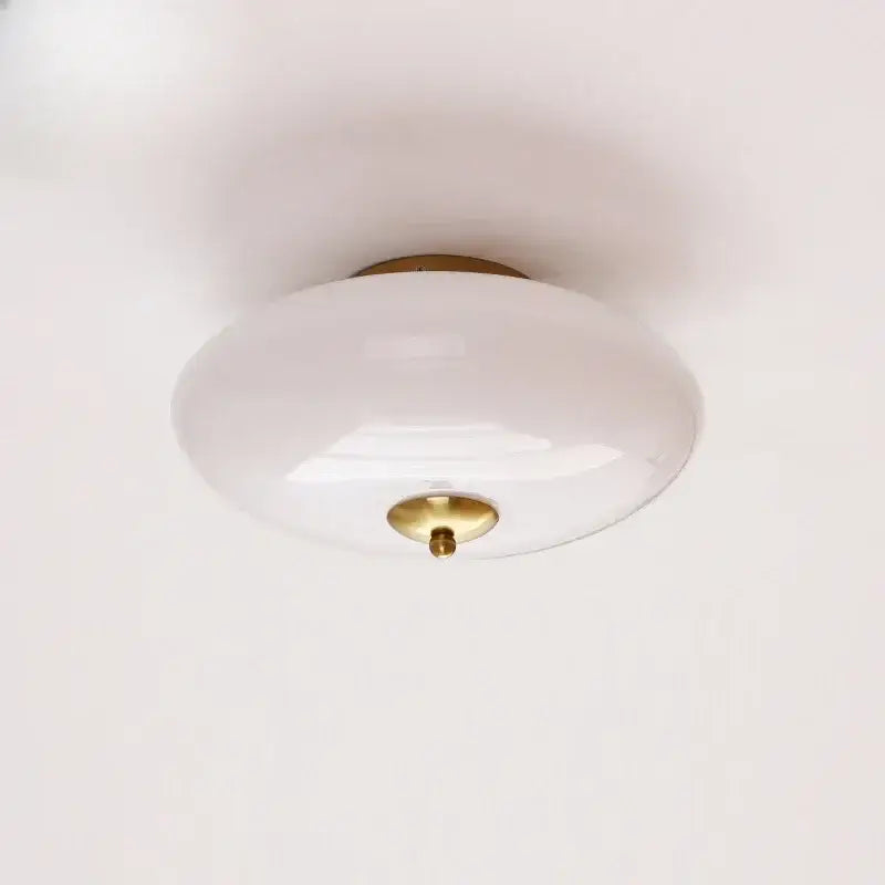 White opaline glass flush mount ceiling lamp with brass accents decorbites cream white glass for dining room lighting