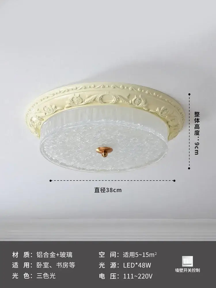 Cream wind ornate ceiling light with frosted glass diffuser and gold-toned iron decorbites cream wind fixture