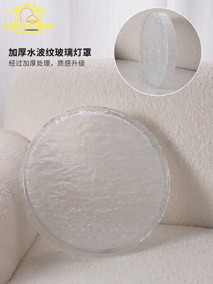Clear thick glass lampshade with water ripple texture for cream wind bauhaus ceiling light decorbites cream wind decor