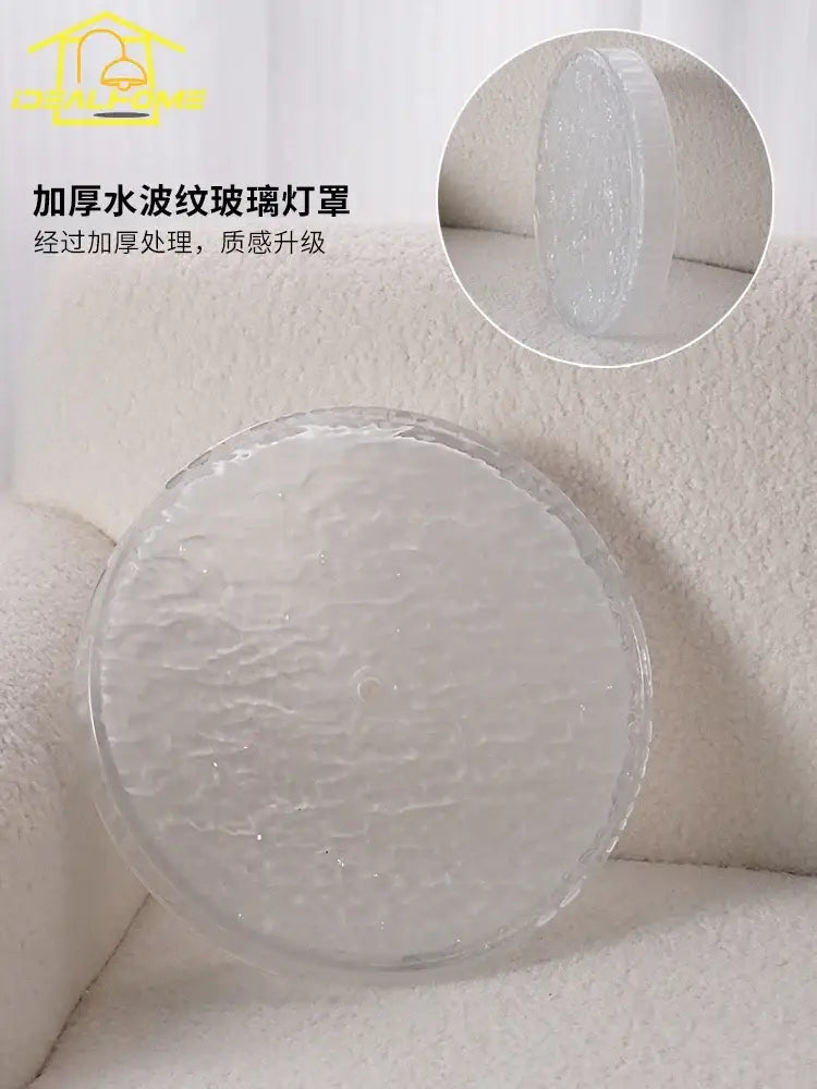 Clear thick glass lampshade with water ripple texture for cream wind bauhaus ceiling light decorbites cream wind decor
