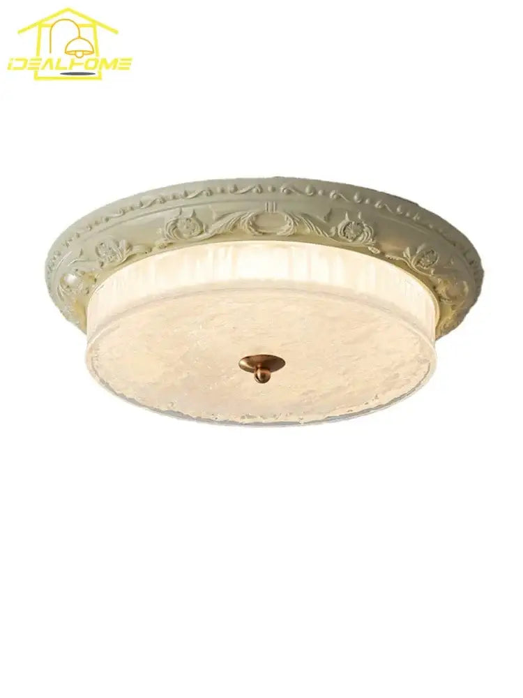 Cream wind glass ceiling light with ornate embossed floral iron decor and textured diffuser for bedroom use by decorbites cream wind