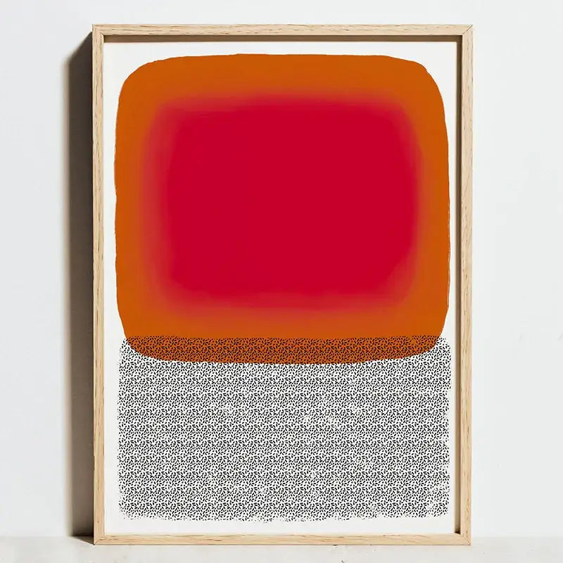 Decorbites bauhaus geometric exhibition posters featuring minimalist canvas art with orange gradient and black-white stippled pattern