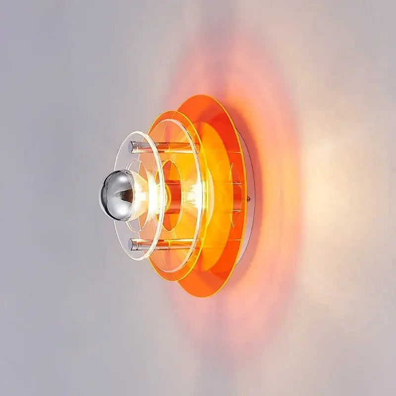 Orange translucent acrylic wall sconce with chrome bulb holder for modern decorbites led wall sconces bedroom light