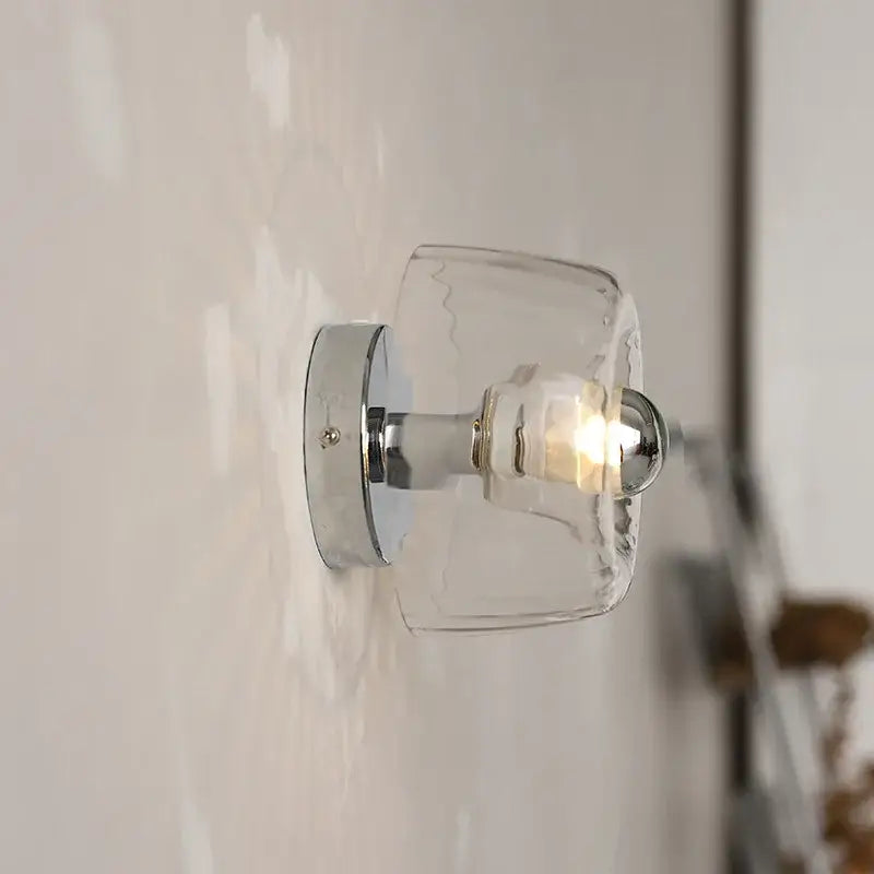 Clear glass dome bauhaus led wall sconce with chrome finish and ridged glass for modern led wall sconces lighting