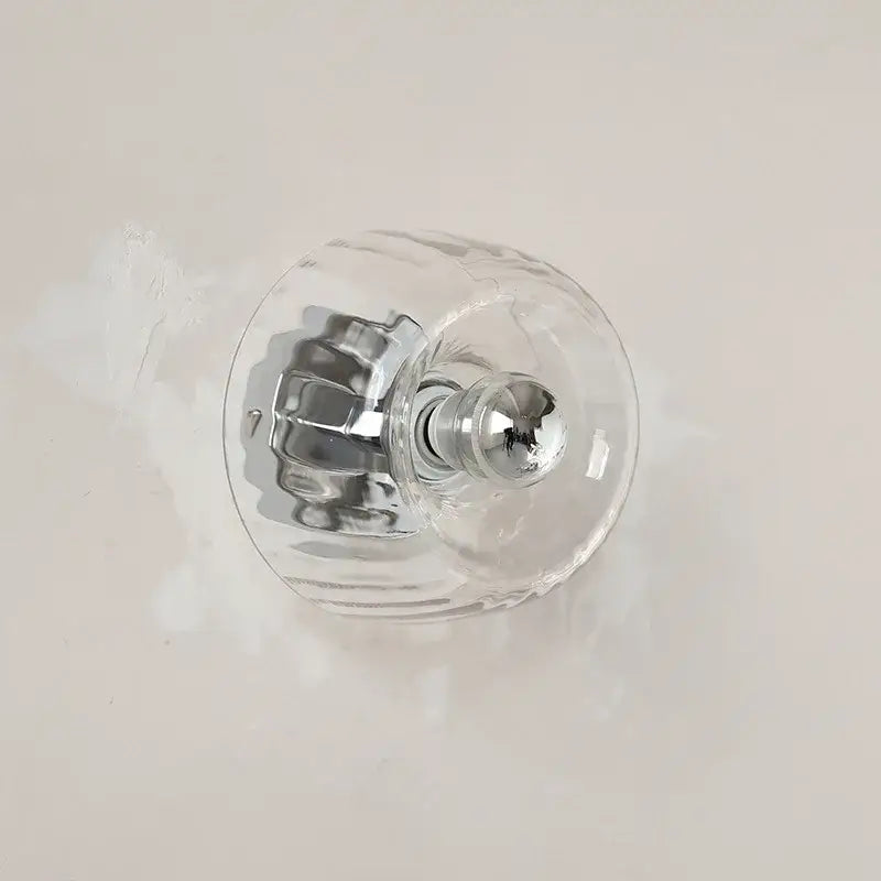 Clear glass knob with polished chrome center and ridged design for bauhaus led wall sconces clear ridged glass aisle light
