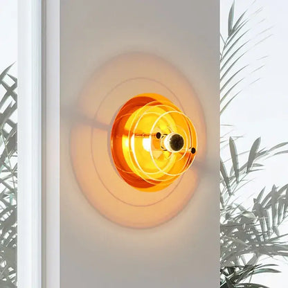 Orange translucent acrylic bauhaus modern ufo led wall lamp with concentric rings for living room decorbites led wall lamp