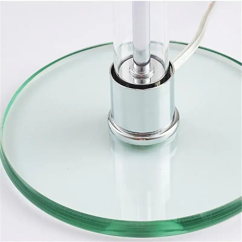 Bauhaus mushroom table lamp with chrome metal and clear glass base ideal for modern bedroom lighting