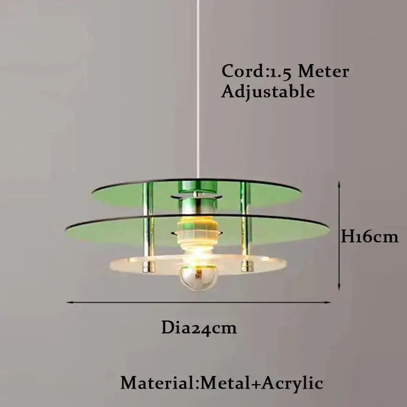 Green and clear acrylic tiered pendant acrylic chandelier with metal accents for dining room bauhaus ph ufo design