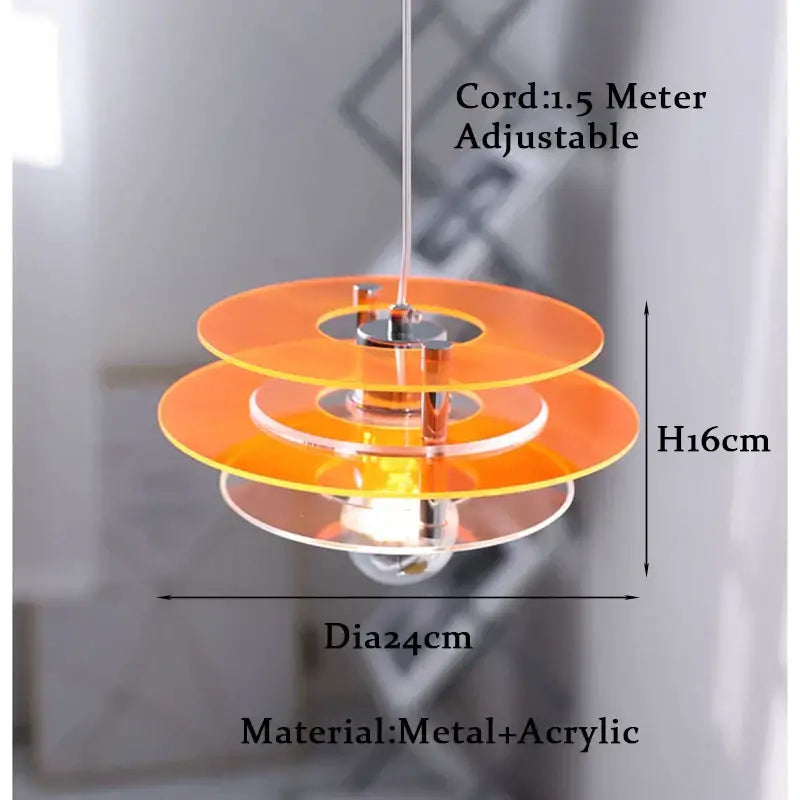 Orange acrylic tiered bauhaus ph ufo pendant acrylic chandelier with metallic fixture for dining room lighting