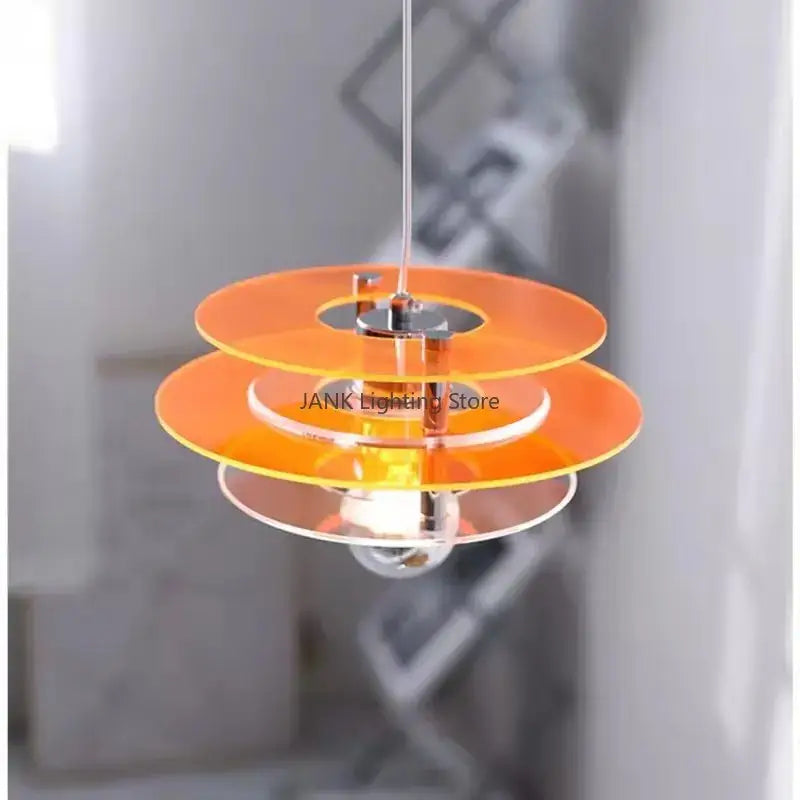 Orange translucent acrylic bauhaus ph ufo pendant acrylic chandelier with chrome fixture for dining room lighting