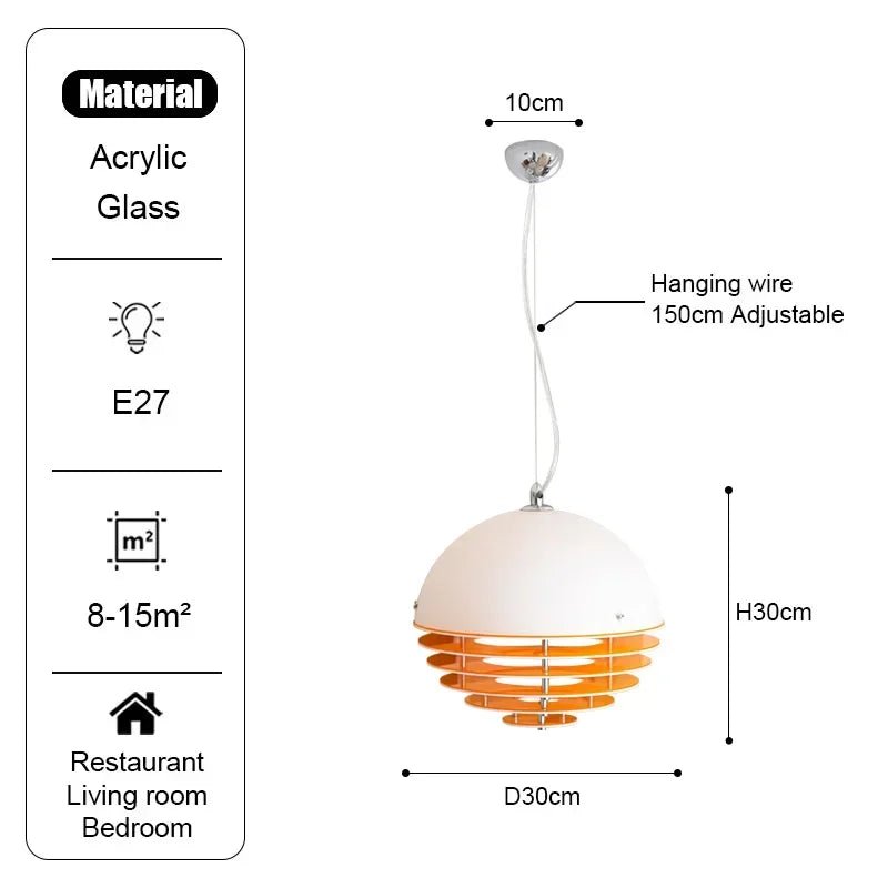 Bauhaus Sunset Orange Acrylic Pendant Light - Decorbites