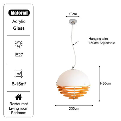 Bauhaus Sunset Orange Acrylic Pendant Light - Decorbites