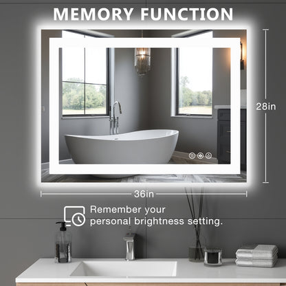 Anti-fog LED Bathroom Mirror With Dual Light Source And Three Lighting Modes