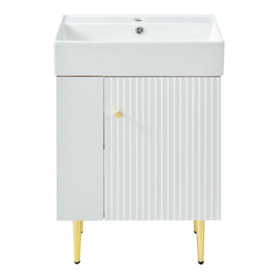 White Bathroom Vanity 21.6 Inch Stylish Storage