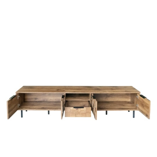 Soporte de TV de 78 pulgadas para TV de 85, 75, 65 pulgadas, Consolas de TV para sala de estar, Centro de entretenimiento de madera para TV con almacenamiento