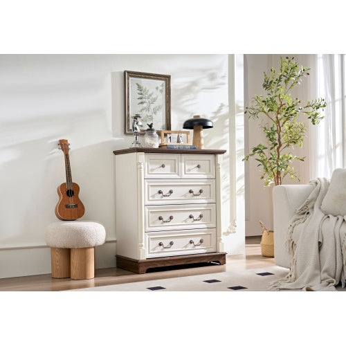 Walnut Rustic Six-Drawer Dresser